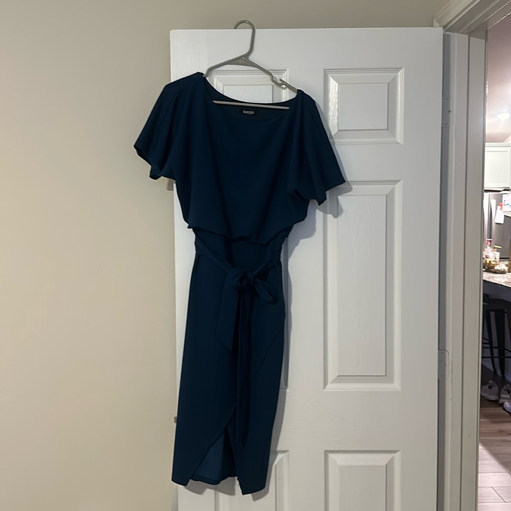 Teal/navy midi dress.